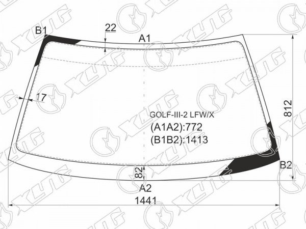 Стекло лобовое Volkswagen Golf 91-99  / Jetta 91-98