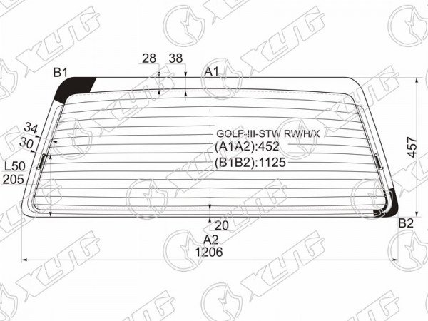 Стекло заднее с обогревом VOLKSWAGEN GOLF III 5D WGN 96-97