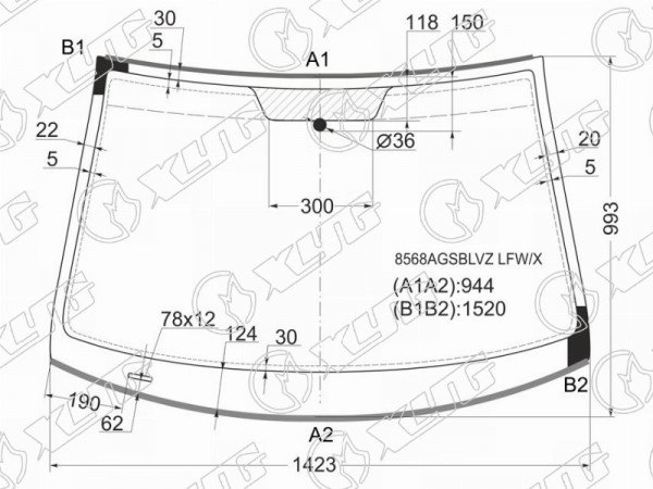 Стекло лобовое VOLKSWAGEN GOLF V 3 /5D HBK 03-05