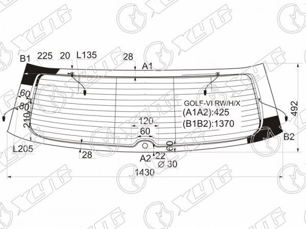 Стекло заднее с обогревом VOLKSWAGEN GOLF VI 3 /5D HBK 08-12