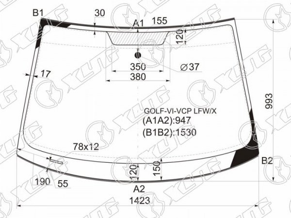 Стекло лобовое VOLKSWAGEN GOLF V 3 /5D HBK 05-08 /GOLF VI 8-12