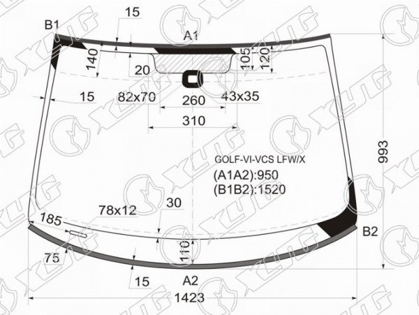 Стекло лобовое + дд VOLKSWAGEN GOLF V 3 /5D HBK 03-08 /GOLF VI 8-12