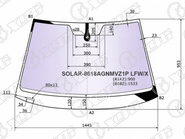 Стекло лобовое атермальное + дд VOLKSWAGEN GOLF VII 3 /5D HBK 12-17 (Solar-X защита от ультраф