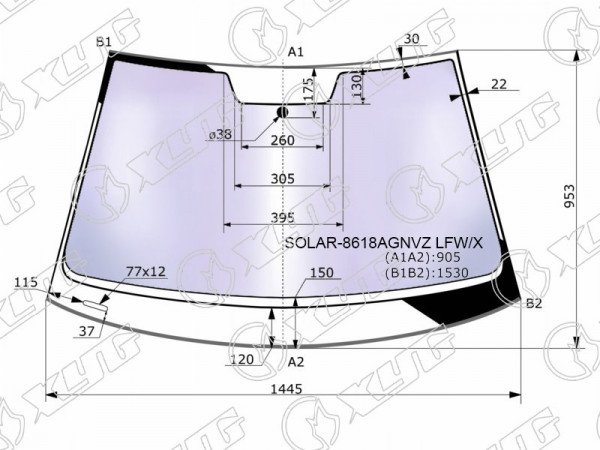 Стекло лобовое атермальное VOLKSWAGEN GOLF VII 3 /5D HBK 12-20 (Solar-X защита от ультрафиолета