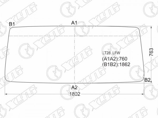 Стекло лобовое в резинку VOLKSWAGEN LT28-35 75-96