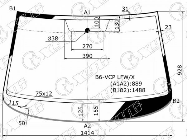 Стекло лобовое (Молдинг) Volkswagen Passat 05-11