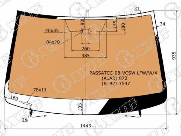 Стекло лобовое с полным обогревом + дд VOLKSWAGEN PASSAT CC 08-11