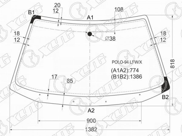 Стекло лобовое VOLKSWAGEN POLO III 3 /5D 94-99