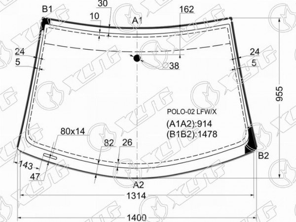 Стекло лобовое VOLKSWAGEN POLO IV 3 /5D HBK 01-09