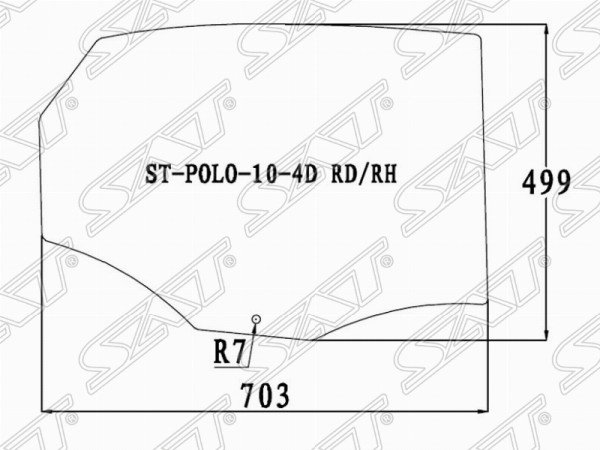 Стекло заднее правое опускное VOLKSWAGEN  POLO V 4D SED 09-
