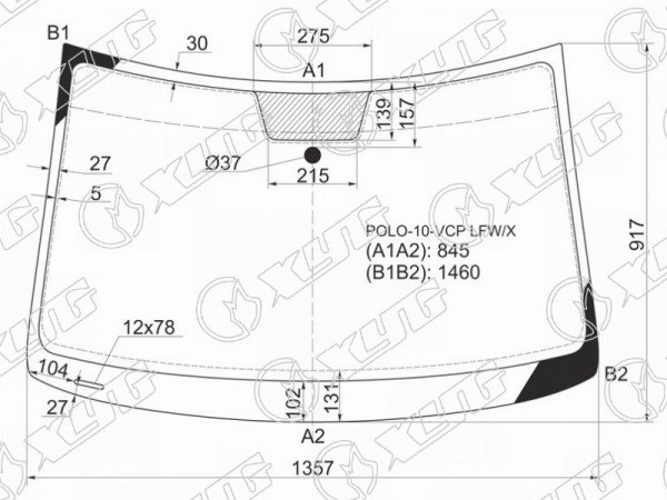 Стекло лобовое VOLKSWAGEN POLO V 3 /5D HBK 09- /4D SED 15-