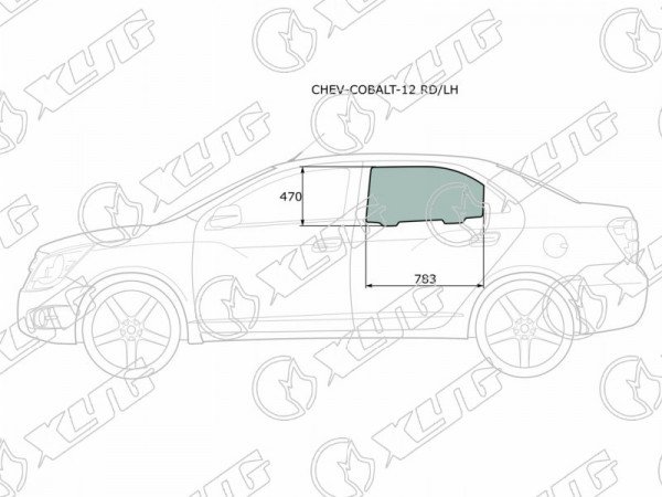 Стекло заднее  левое опускное CHEVROLET COBALT 4D 12- /RAVON R4 16-