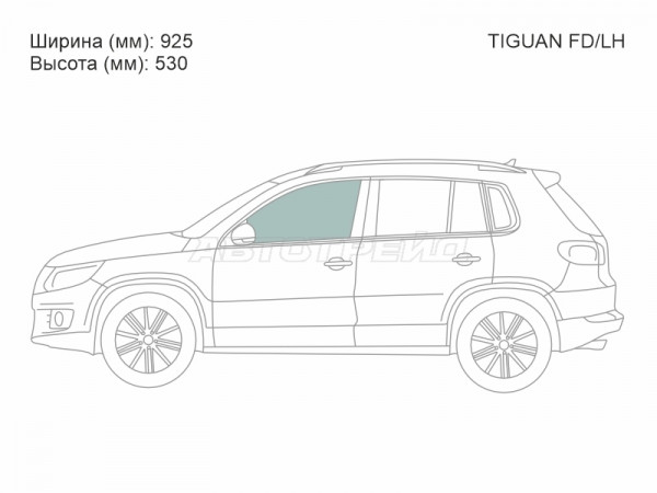 Стекло боковое опускное (Спереди / Слева / Цвет зеленый) Volkswagen Tiguan 06-17