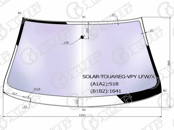 Стекло лобовое атермальное VOLKSWAGEN TOUAREG 02-10 (Solar-X защита от ультрафиолета)