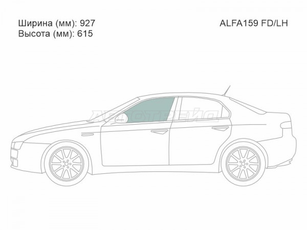 Стекло боковое опускное (Спереди / Слева / Цвет зеленый) Alfa Romeo 159 05-12