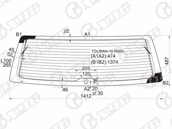 Стекло заднее с обогревом VOLKSWAGEN TOURAN II MPV 10-15
