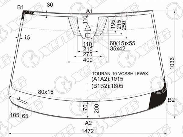 Стекло лобовое + дд + камера VOLKSWAGEN TOURAN II MPV 10-15