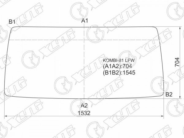 Стекло лобовое в резинку VOLKSWAGEN TRANSPORTER BENT T2 79-90