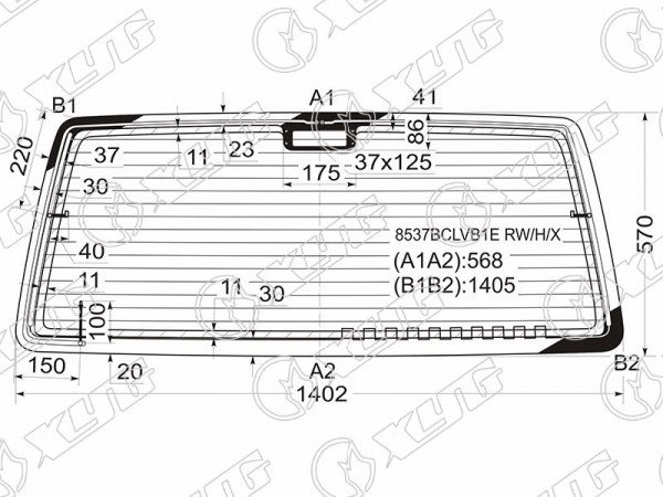 Стекло заднее (Цвет зеленый / Обогрев / Антенна) Volkswagen Transporter 90-03  / Caravelle 90-03