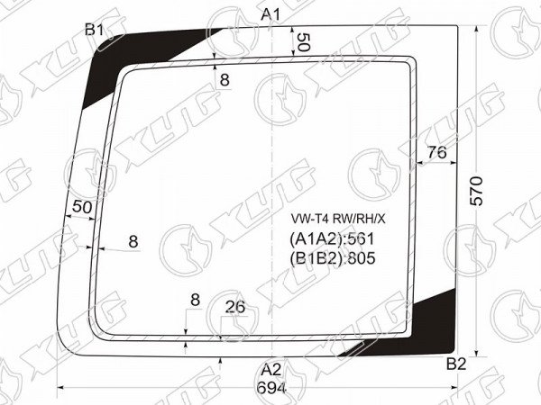Стекло заднее (распашной двери) правое VOLKSWAGEN TRANSPORTER T4 EUROVAN MINI VAN 90-03