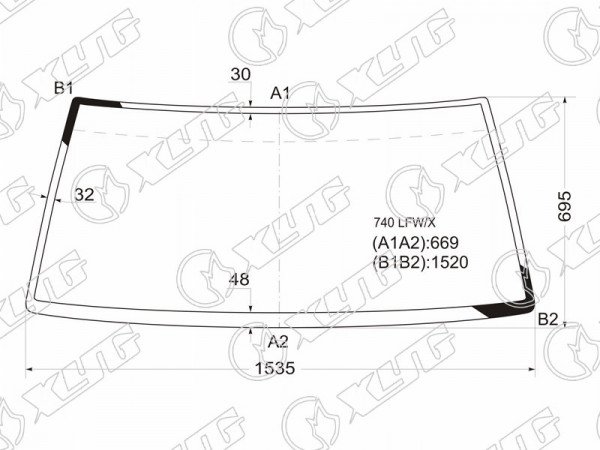 Стекло лобовое Volvo 740 83-92  / 940 88-98