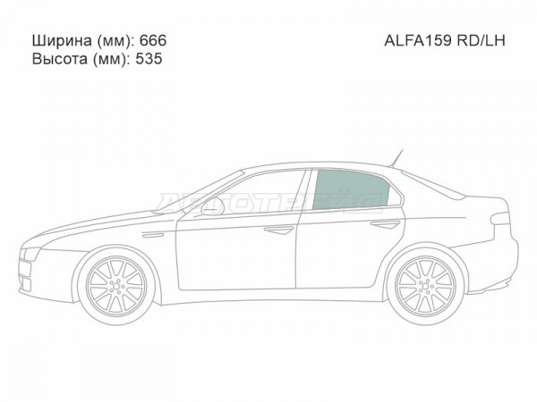 Стекло боковое опускное (Сзади / Слева / Цвет зеленый) Alfa Romeo 159 05-12
