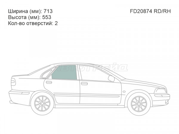 Стекло боковое опускное (Сзади / Справа / Цвет зеленый) Volvo S40 95-04
