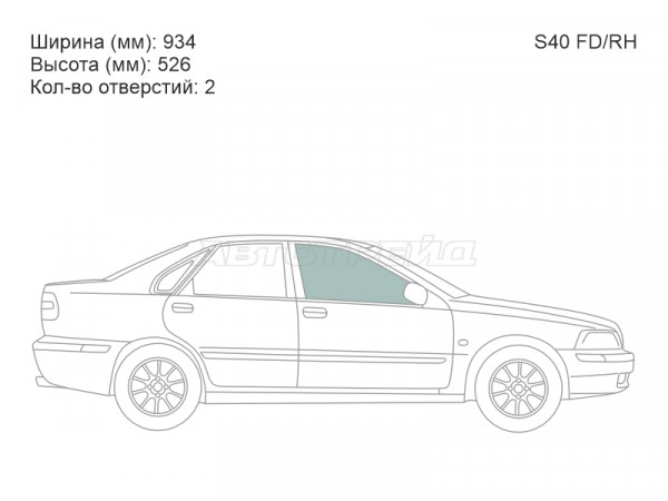 Стекло боковое опускное (Спереди / Справа / Цвет зеленый) Volvo S40 95-04  / V40 95-04