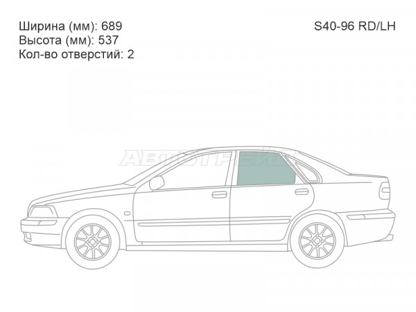 Стекло боковое опускное (Сзади / Слева / Цвет зеленый) Volvo S40 95-04