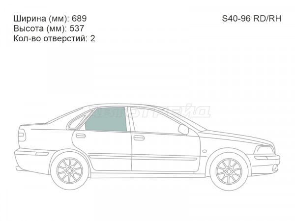Стекло боковое опускное (Сзади / Справа / Цвет зеленый) Volvo S40 95-04