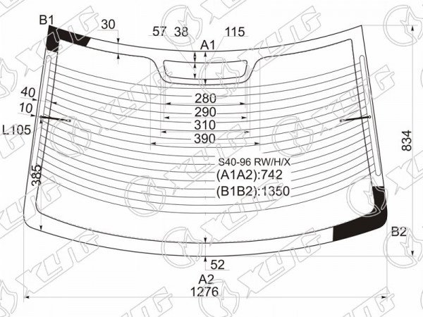 Стекло заднее с обогревом VOLVO S40 4D SED 95-03