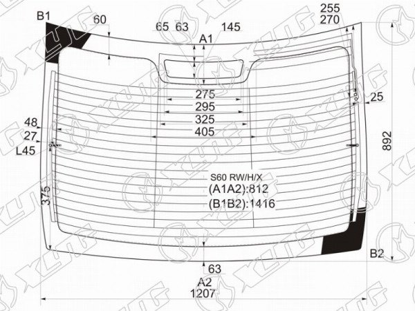 Стекло заднее с обогревом VOLVO S60 4D SED 00-09