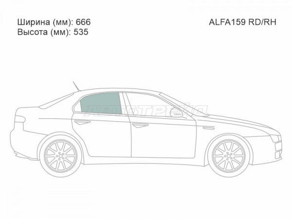Стекло боковое опускное (Сзади / Справа / Цвет зеленый) Alfa Romeo 159 05-12
