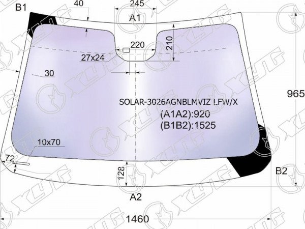 Стекло лобовое атермальное + дд CHEVROLET CRUZE 4 /5D 09-15 (Solar-X защита от ультрафиолета)