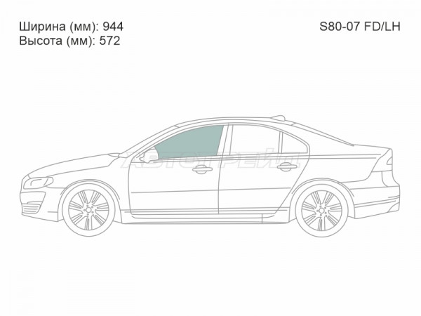 Стекло боковое опускное (Спереди / Слева / Цвет зеленый) Volvo S80 06-16  / XC70 07-16