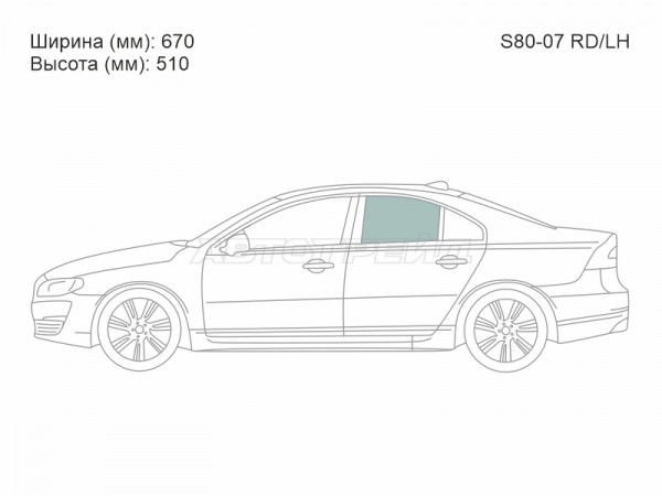 Стекло боковое опускное (Сзади / Слева / Цвет зеленый) Volvo S80 06-16
