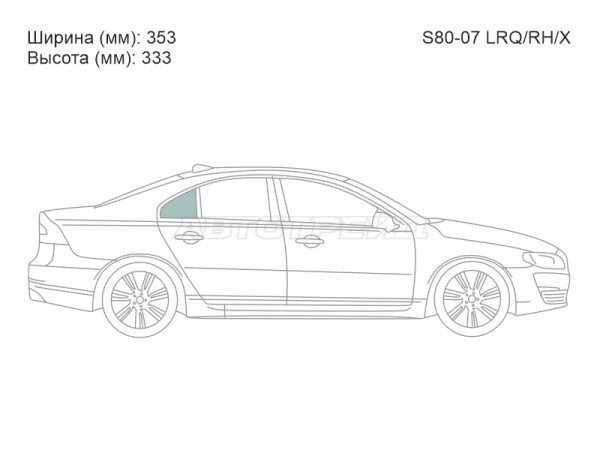 Стекло форточки (Сзади / Справа / Цвет зеленый) Volvo S80 06-16