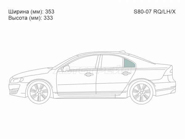 Стекло форточки (Сзади / Слева / Цвет зеленый) Volvo S80 06-16