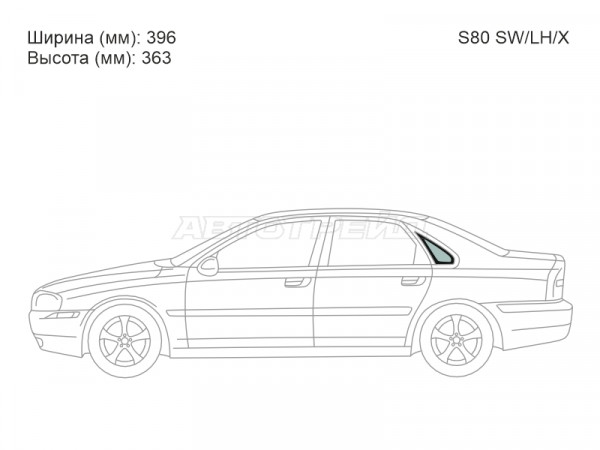 Стекло кузова боковое (не опускное) (Слева / Цвет зеленый) Volvo S80 98-06