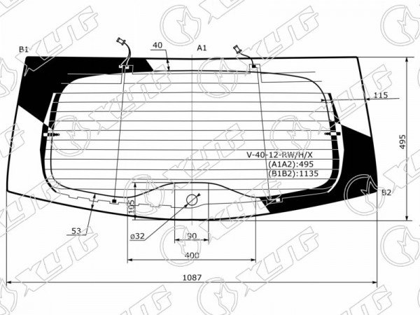 Стекло заднее с обогревом VOLVO V40 5D HBK 12-