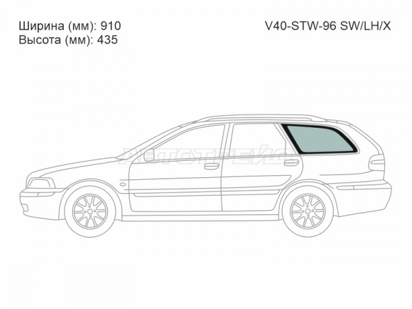 Стекло кузова боковое (не опускное) (Слева / Цвет зеленый) Volvo V40 95-04