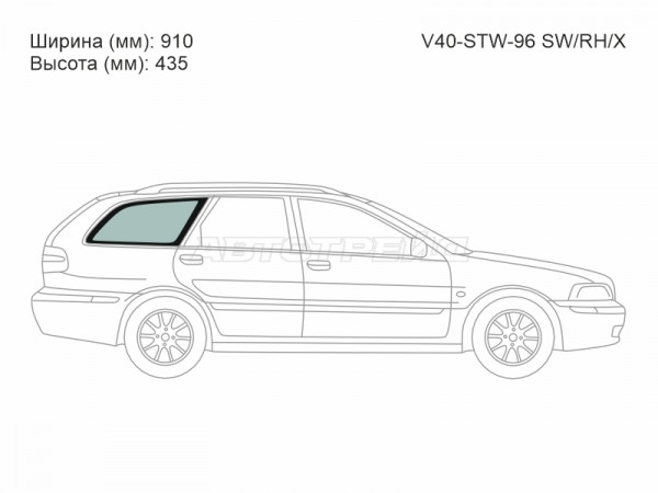 Стекло кузова боковое (не опускное) (Справа / Цвет зеленый) Volvo V40 95-04