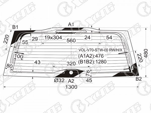 Стекло заднее с обогревом VOLVO V70 /XC70 00-07