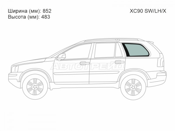 Стекло кузова боковое (не опускное) (Слева / Цвет зеленый) Volvo XC90 02-14
