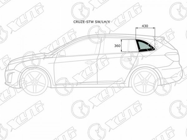 Стекло кузова (собачник) заднее левое CHEVROLET CRUZE STW 5D 12-15