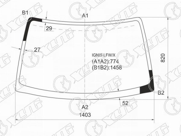 Стекло лобовое SUZUKI SWIFT 00-04 /SUZUKI IGNIS 00-07 /CHEVROLET CRUZE 5D 01-08