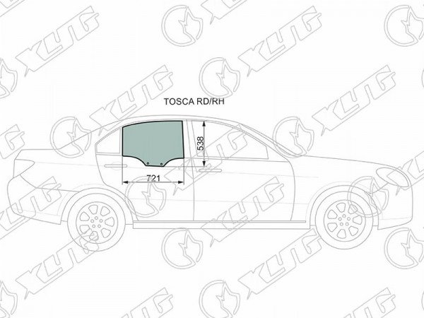 Стекло заднее правое опускное DAEWOO TOSCA 06-11 /CHEVROLET EPICA 06-12