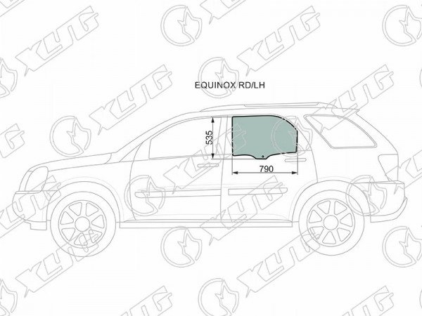 Стекло заднее левое опускное CHEVROLET EQUINOX 04-09