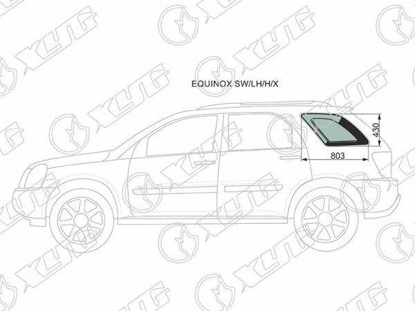 Стекло кузова (собачник) заднее левое CHEVROLET EQUINOX 04-09