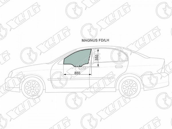 Стекло переднее левое опускное CHEVROLET EVANDA 04-06  /DAEWOO MAGNUS 00-06